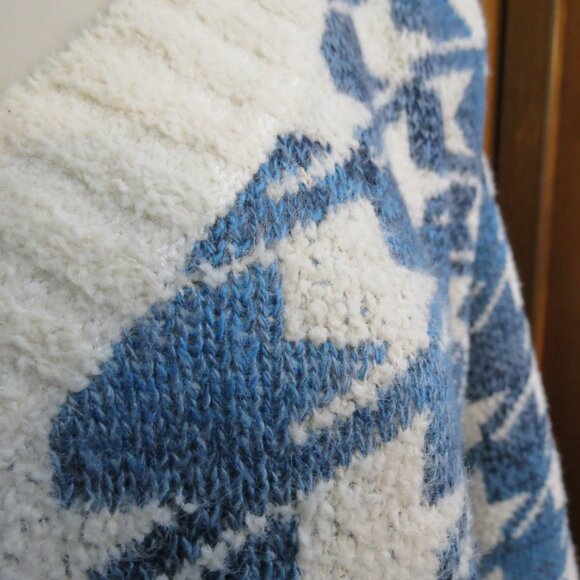 Clotheshead Women's V-Neck Sweater Blue/Creme Ombre Herringbone Size S/M - Picture 6 of 12